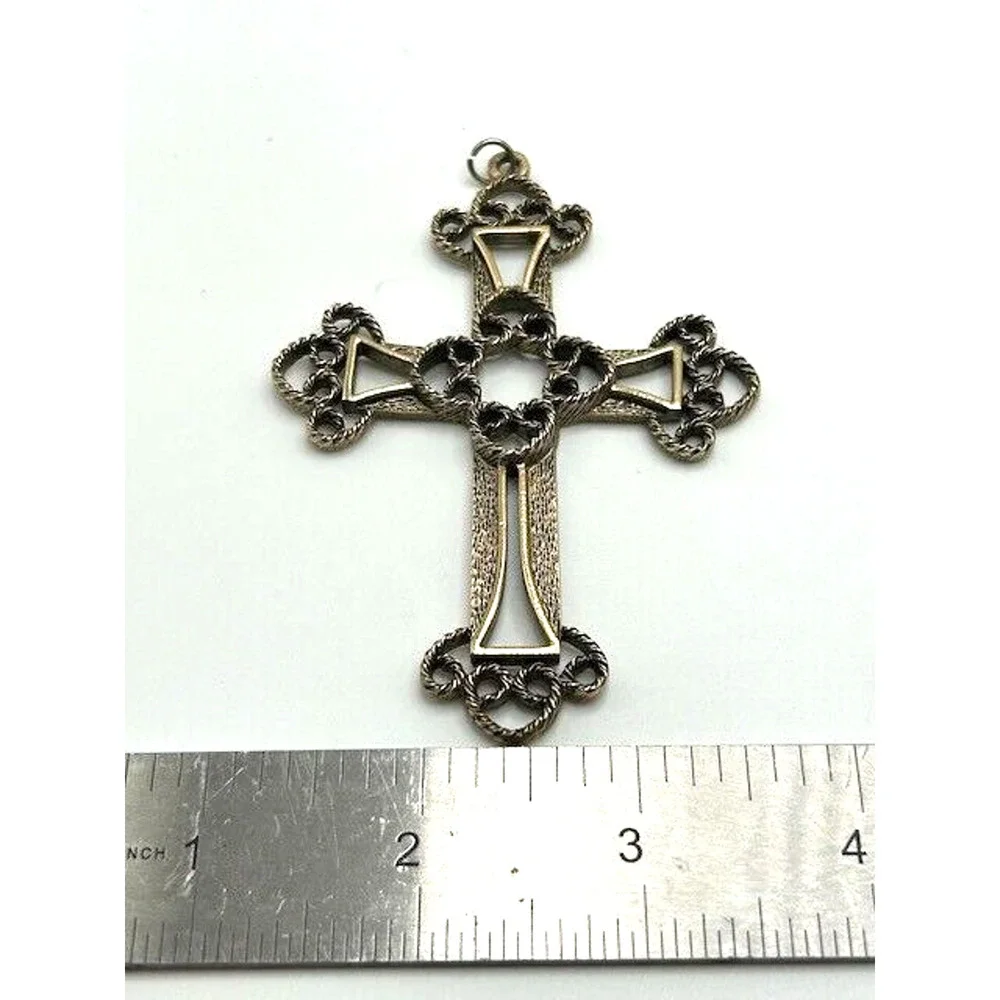 Vintage Sarah Coventry Limited Edition 1973 Filigree‎ Cross Pendant Gold Signed